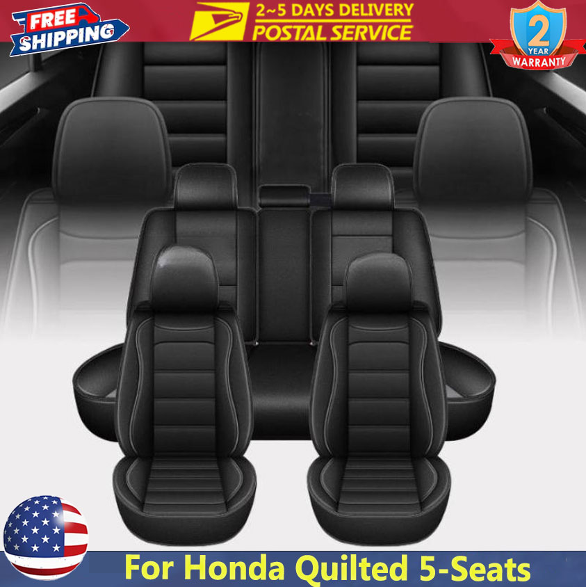 Leather Car Seat Covers Full Set Universal - Black Universal Seat Cover 5-Seats For
