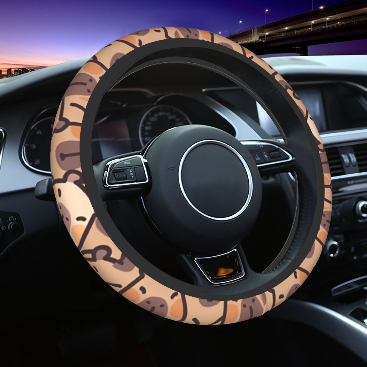 Car Steering Wheel Cover Anti Slip Breathable - Kawaii Anime Capybara Car Steering Wheel