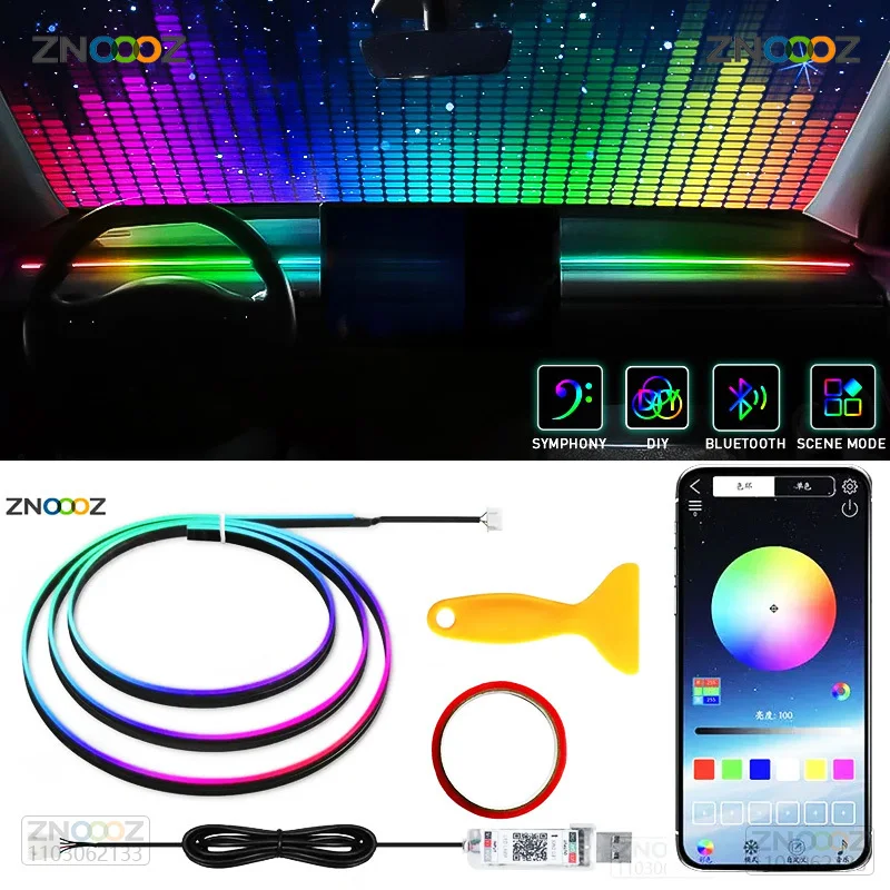 Led Ambient Interior Car Lights App Control - ZNOOOZ 140cm Car Ambient Lights LED