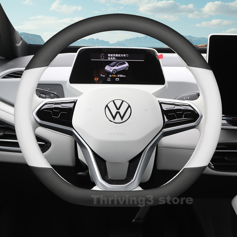 Car Steering Wheel Cover Anti Slip Breathable - Leather car steering wheel cover for