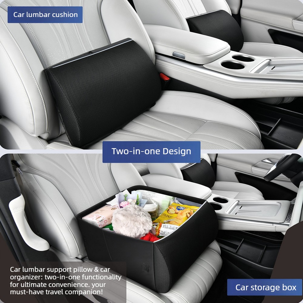 Car Trunk Organizer Foldable Storage Box - 2-in-1 Multifunctional Car Seat Backrest Cushion