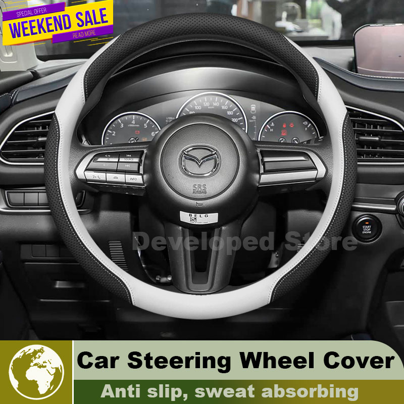 Car Steering Wheel Cover Anti Slip Breathable - Leather Car Steering Wheel Cover For