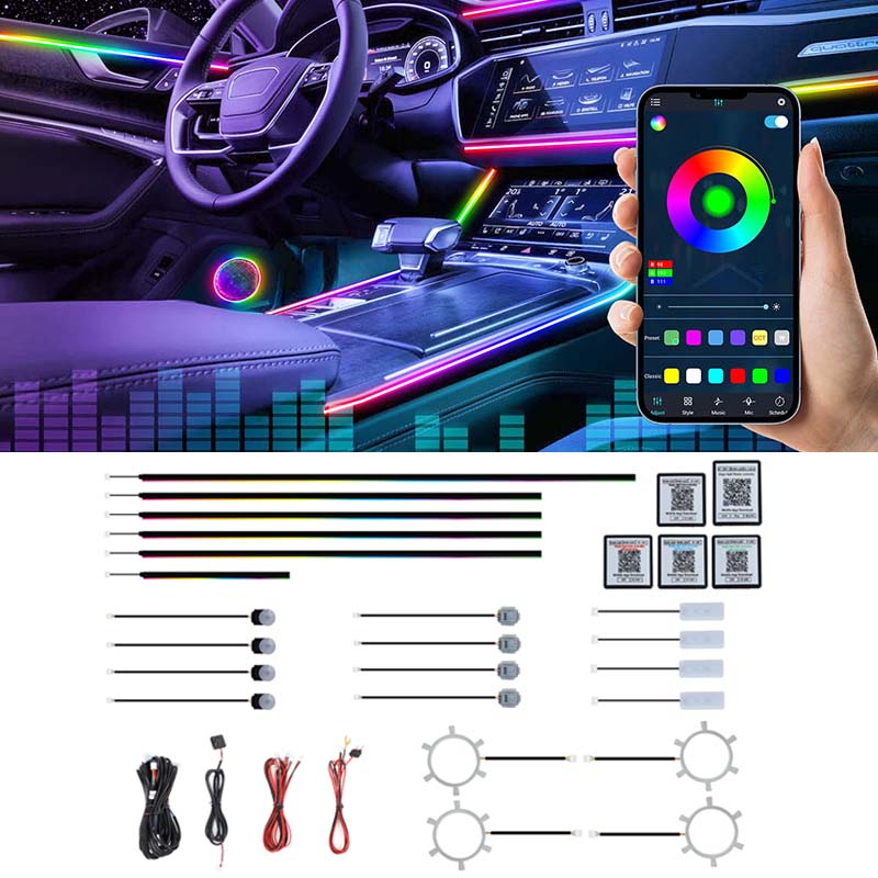 Led Ambient Interior Car Lights App Control - 22 in 1 Dream Color RGB