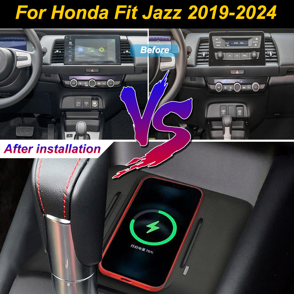 Wireless Car Charger Mount Fast Charging - 2 DIN for Honda Fit Jazz