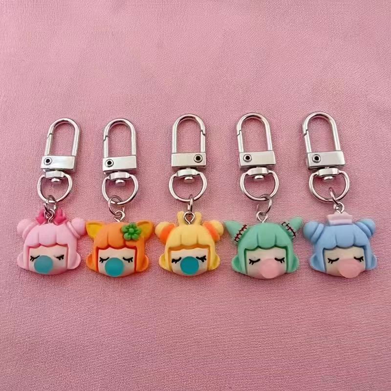 Car Accessories - 5pcs resin girl keychain, suitable for