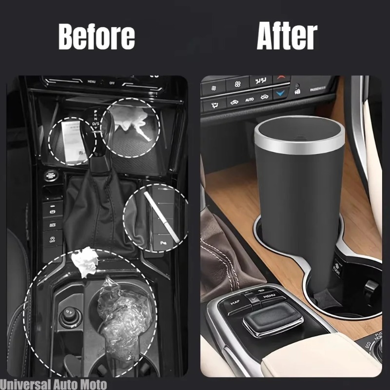 Waterproof Car Trash Can With Lid - Mini ABS Car Trash Can Leakproof