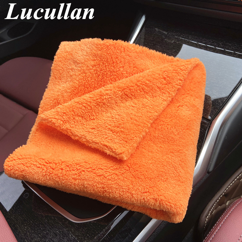 Microfiber Car Drying Towel Super Absorbent - Lucullan 40x40cm Orange Super Thick Plush