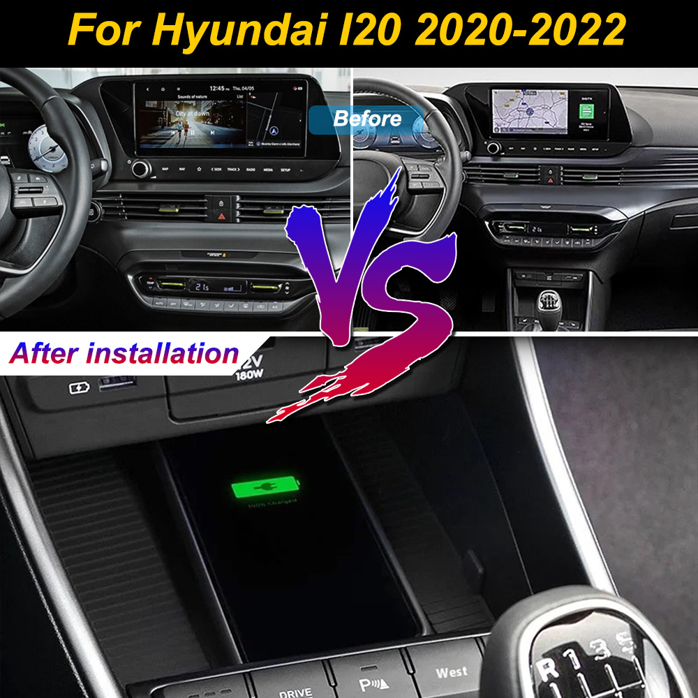 Wireless Car Charger Mount Fast Charging - 2Din for Hyundai I20 2020 2021