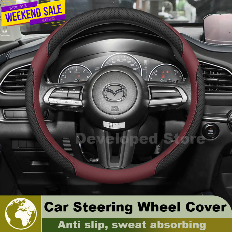 Leather Car Steering Wheel Cov - Car Steering Wheel Cover Anti Slip Breathable recension och pris