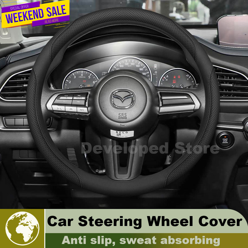 Leather Car Steering Wheel Cov - Car Steering Wheel Cover Anti Slip Breathable recension och pris
