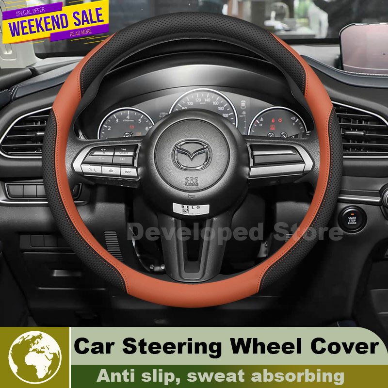 Leather Car Steering Wheel Cov - Car Steering Wheel Cover Anti Slip Breathable recension och pris