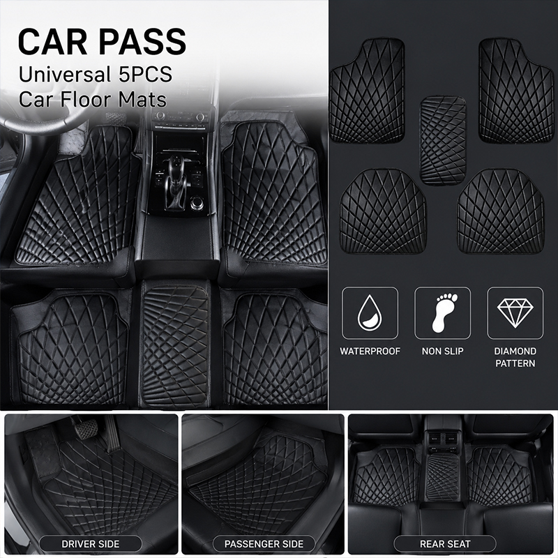 CAR PASS Universal 5PCS Leathe - Car Floor Mats Universal Waterproof Leather recension och pris