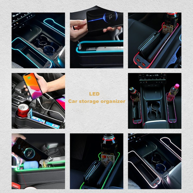 LED Car Seat Crevice Storage B - Seat Gap Filler Organizer With Usb Charger recension och pris