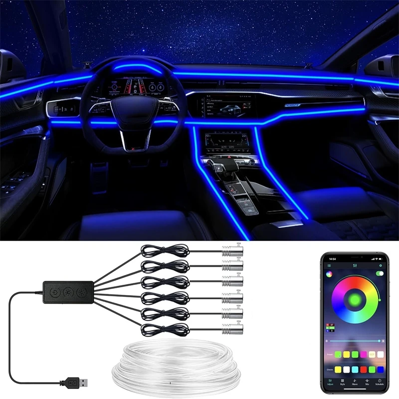 Flexible EL Wire Lights With A - Led Ambient Interior Car Lights App Control recension och pris