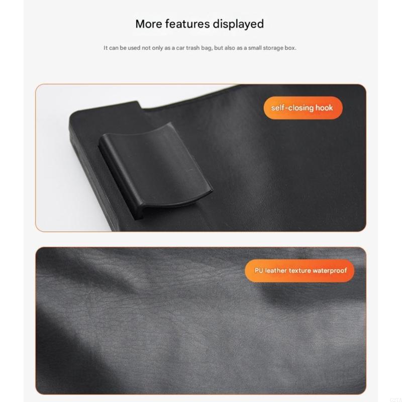Car PU Leather Trash Bag Hangi - Waterproof Car Trash Can With Lid recension och pris