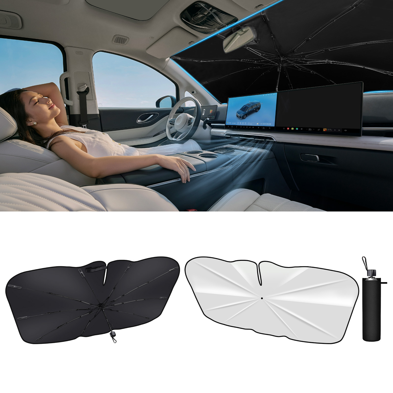 Pro Car Windshield Sun Shade U - Car Sunshade Windshield Umbrella Foldable recension och pris