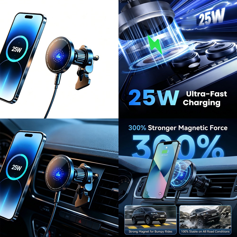 25W Super Fast Magnetic Wirele - Magnetic Phone Holder For Car Vent recension och pris