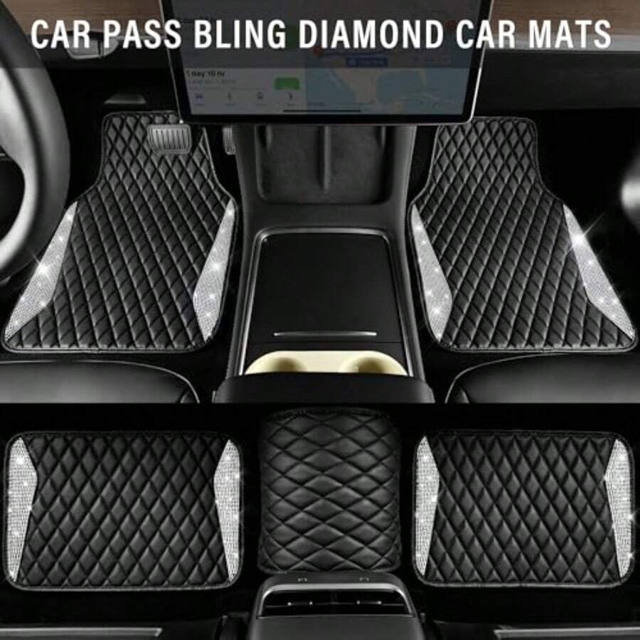 Leather Car Mats Shining Diamo - Car Floor Mats Universal Waterproof Leather recension och pris