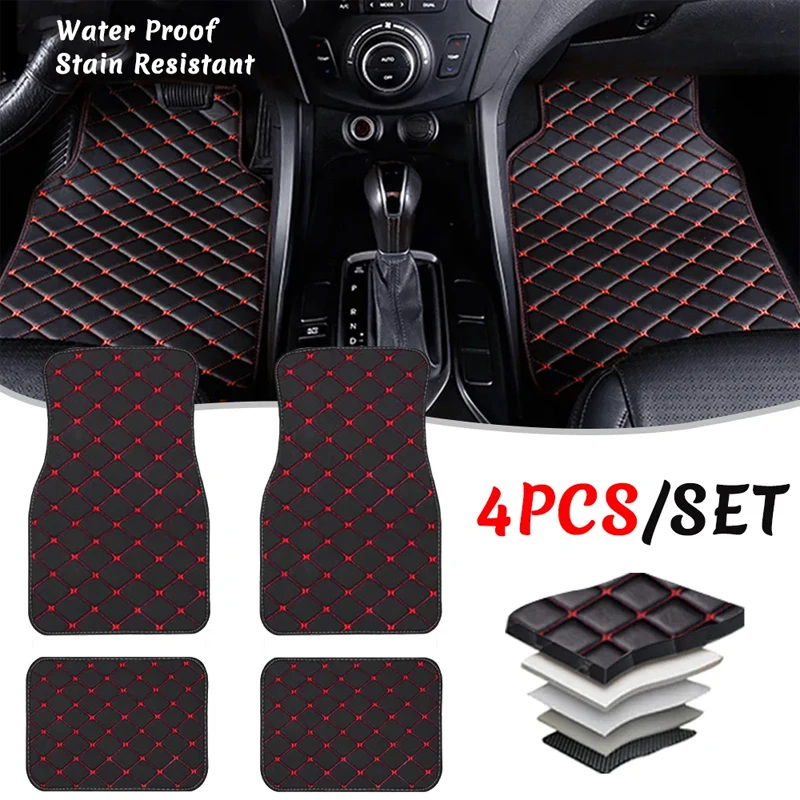 Car Floor Mats 4PCS Universal  - Car Floor Mats Universal Waterproof Leather recension och pris