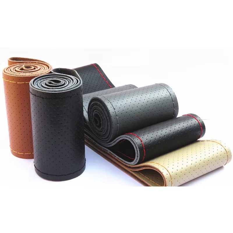 New 36 38 40cm Genuine Leather - Car Steering Wheel Cover Anti Slip Breathable recension och pris